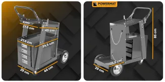 WÓZEK SPAWALNICZY DO SPAWAREK Z PÓŁKĄ NA BUTLE SZUFLADY MOBILNY PM-WSP-100T1 - 14