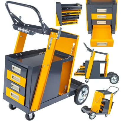 WÓZEK SPAWALNICZY DO SPAWAREK Z PÓŁKĄ NA BUTLE SZUFLADY MOBILNY PM-WSP-100T1