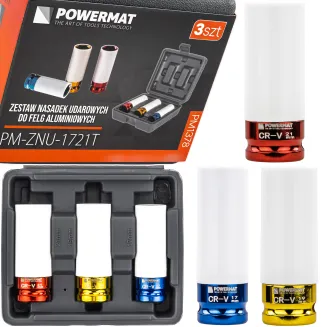 ZESTAW NASADEK UDAROWYCH DO FELG ALUMINIOWYCH 17/19/21 MM KOLOROWE 3 SZT PM-ZNU-1721T - 9