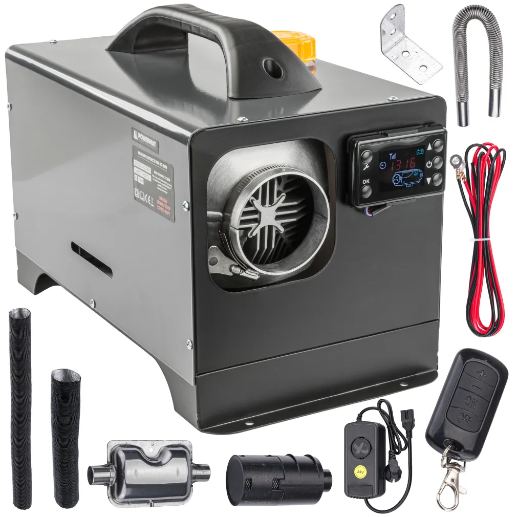 NAGRZEWNICA OLEJOWA SPALINOWA OGRZEWANIE POSTOJOWE 12KW 12V DC / 24V DC/ PTRZETWORNICA 230V PM-AG-8M4PM-AG-8M4 