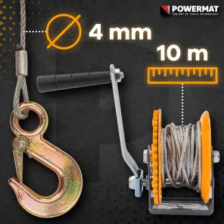 Linowa WCIĄGARKA WYCIĄGARKA Korbowa Ręczna 545kg 10m Na Korbę PM-WRC-545T - 10