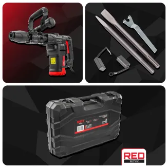 MŁOT WYBURZENIOWY UDAROWY DO KUCIA 20J SDS MAX 3000W + WALIZKA DŁUTA KLUCZ RTMWB0107 - 13