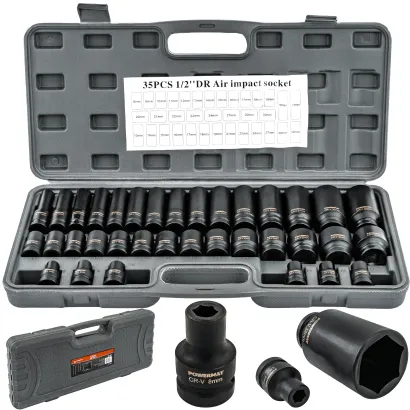 NASADKI UDAROWE HEX 1/2 CR-V 35SZT 38MM 78MM DO KLUCZA UDAR WALIZKA ZESTAW PM-ZNU-832T