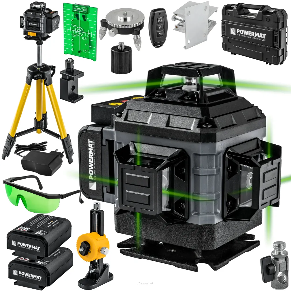 POZIOMICA LASER KRZYŻOWY ZIELONY SAMOPOZIOMUJĄCA 4D 360° 16 LINII PM-PLK-4DM2
