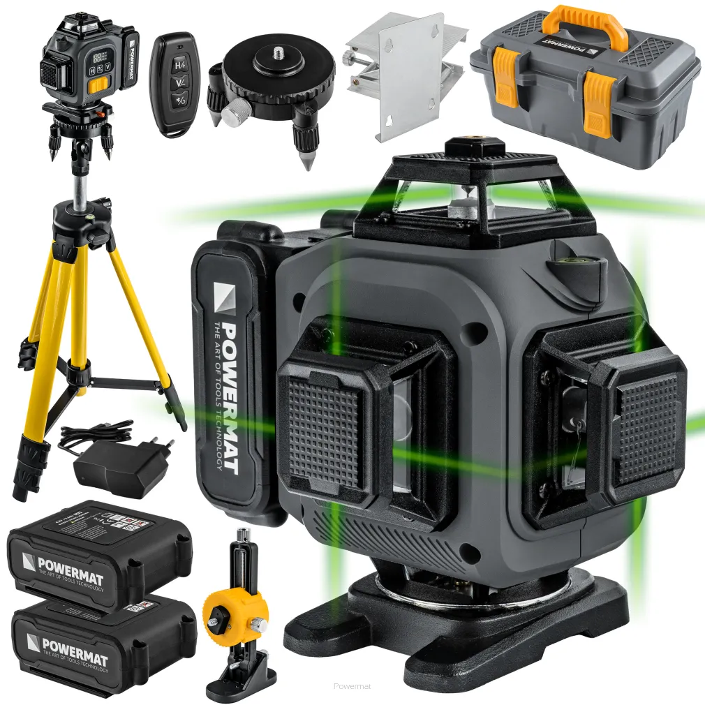 POZIOMICA LASER KRZYŻOWY ZIELONY SAMOPOZIOMUJĄCA 4D 360° 16 LINII PM-PLK-4DM3