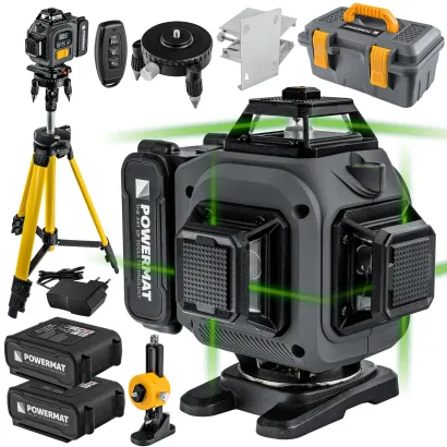 POZIOMICA LASER KRZYŻOWY ZIELONY SAMOPOZIOMUJĄCA 4D 360° 16 LINII PM-PLK-4DM3