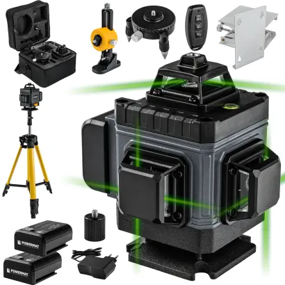POZIOMICA LASEROWA LASER KRZYŻOWY ZIELONY SAMOPOZIOMUJĄCA 4D 360° 16 LINII PM-PLK-4DM1