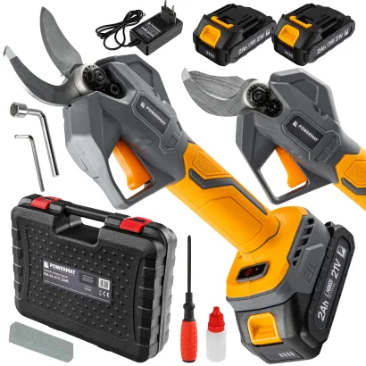 SEKATOR AKUMULATOROWY NOŻYCE ELEKTRYCZNE OGRODOWE 21V MOCNE DO GAŁĘZI 2xAKU 30mm PM-SA-21V-2AM