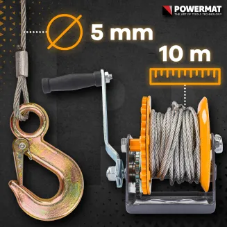 Linowa WCIĄGARKA WYCIĄGARKA Korbowa Ręczna 1133kg 10m Na Korbę 2500lbs PM-WRC-1133T - 10