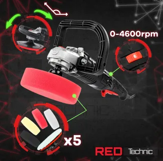 Polerka SAMOCHODOWA SZLIFIERKA Do Lakieru 5 Pady Polerskie Filc Gąbki 2400W RTPS0088 - 9