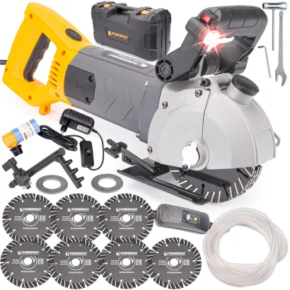 BRUZDOWNICA DO BETONU Z LASEREM 3000W WALIZKA 7 TARCZ SYSTEM ZRASZANIA PM-BE-3000M