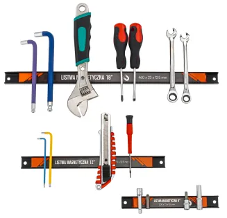 3x LISTWA MAGNETYCZNA ZESTAW MAGNES NA NARZĘDZIA AKCESORIA PRZYBORY UCHWYT PM-LM-3T - 5