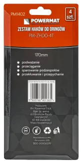 ZESTAW HACZYKÓW Z RĘKOJEŚCIĄ 4el. HAKÓW SKROBAKÓW DO ORINGÓW USZCZELEK HAK PM-ZHDO-4T - 14