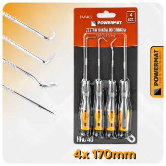 ZESTAW HACZYKÓW Z RĘKOJEŚCIĄ 4el. HAKÓW SKROBAKÓW DO ORINGÓW USZCZELEK HAK PM-ZHDO-4T - 2