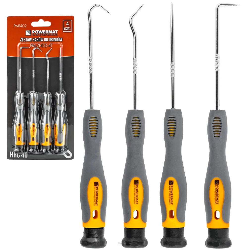 ZESTAW HACZYKÓW Z RĘKOJEŚCIĄ 4el. HAKÓW SKROBAKÓW DO ORINGÓW USZCZELEK HAK PM-ZHDO-4T
