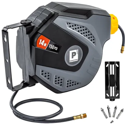 AUTOMATYCZNY ZWIJACZ BĘBEN WĄŻ 14M PNEUMATYCZNY CIŚNIENIOWY 10 BAR UCHWYT PM-ABNW-14M