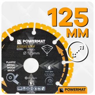 TARCZA DIAMENTOWA UNIWERSALNA DO METALU DREWNA CEGIEŁ CERAMIKI PCV 125 MM PM-TDCS-1252T - 9