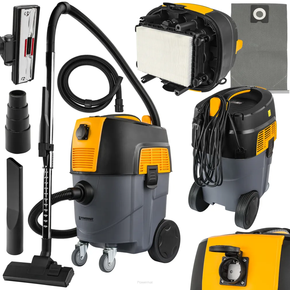 ODKURZACZ PRZEMYSŁOWY BEZWORKOWY 1600W GNIAZDO ZBIORNIK 30L DO WARSZTATU PM-OD-1600T-PRO