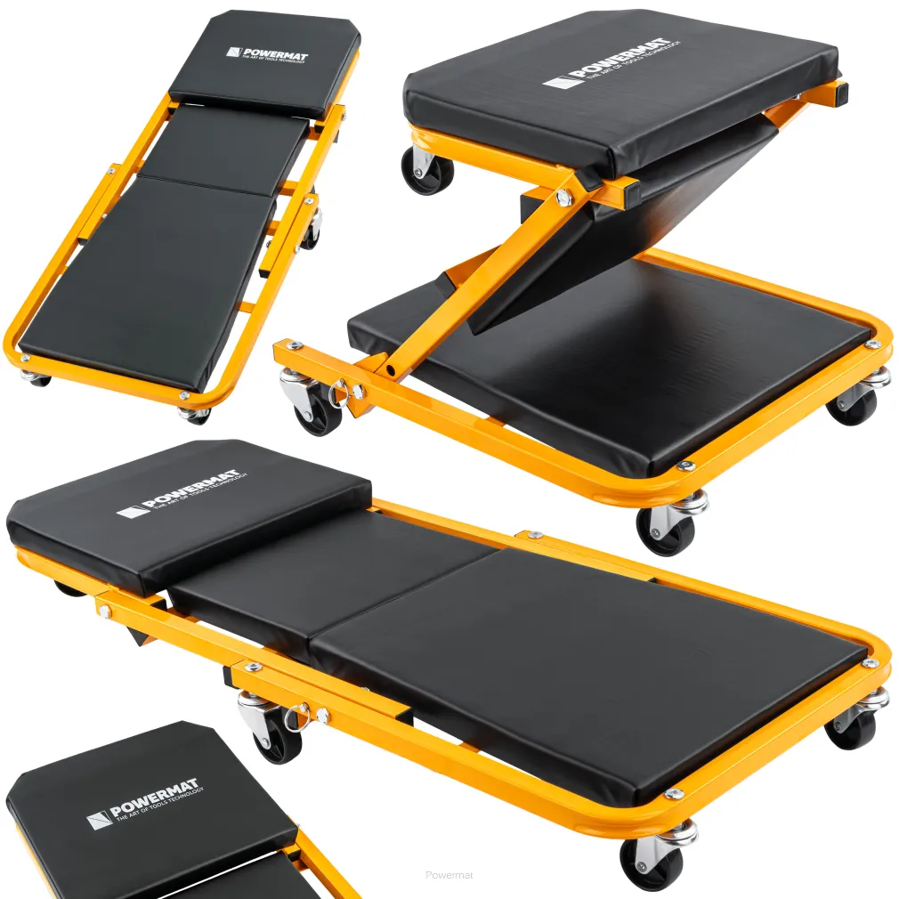 LEŻANKA WARSZTATOWA 2W1 SIEDZISKO SERWISOWE TABORET STOŁEK 150KG 91CM KÓŁKA  PM-LWS-150T