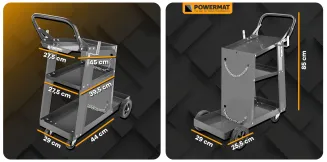 WÓZEK SPAWALNICZY DO SPAWAREK Z PÓŁKĄ NA BUTLE półki MOBILNY PM-WSP-100T2 - 10