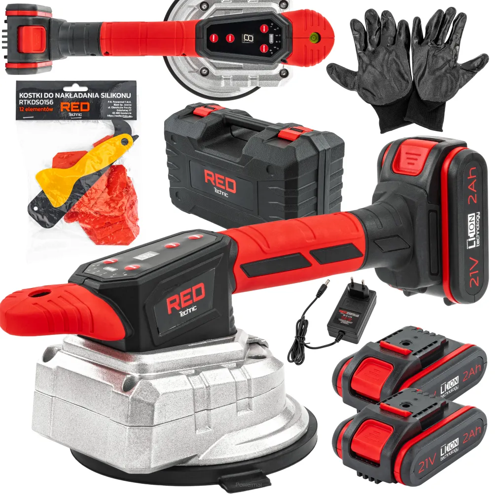 PRZYSSAWKA WIBRACYJNA DO PŁYTEK 100KG WIBRATOR DO POZIOMOWANIA 2x2AH 150MM  RTAPW0155