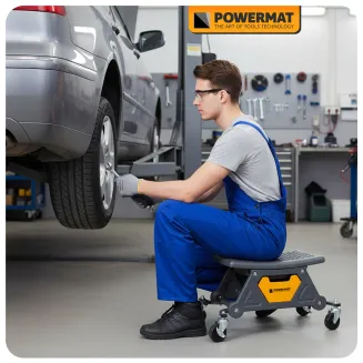 KRZESŁO WARSZTATOWE STOŁEK TABORET NA KÓŁKACH 3 SCHOWKI 200 KG SIEDZISKO PM-SWA-200T - 13