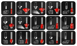 FREZARKA GÓRNOWRZECIONOWA KRAWĘDZIOWA WYCINARKA ELEKTRYCZNA WALIZKA + FREZY  RTFGW0145 - 38