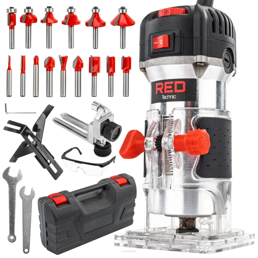 FREZARKA GÓRNOWRZECIONOWA KRAWĘDZIOWA WYCINARKA ELEKTRYCZNA WALIZKA + FREZY  RTFGW0145