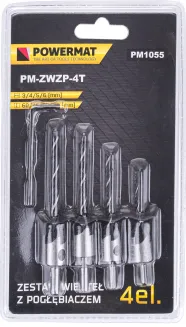 ZESTAW WIERTEŁ DO DREWNA Z POGŁĘBIACZEM WIERTŁA PM-ZWZP-4T - 2