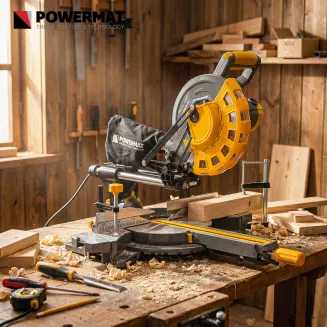 PIŁA UKOŚNA Z POSUWEM PILARKA UKOŚNICA DO DREWNA 255MM Z LASEREM 2400W LED PM-UK-2400M - 3