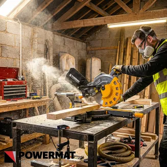 PIŁA UKOŚNA Z POSUWEM PILARKA UKOŚNICA DO DREWNA 255MM Z LASEREM 2400W LED PM-UK-2400M - 5