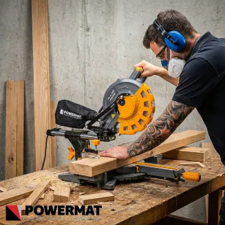 PIŁA UKOŚNA Z POSUWEM PILARKA UKOŚNICA DO DREWNA 255MM Z LASEREM 2400W LED PM-UK-2400M - 14