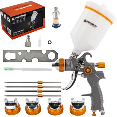 PISTOLET LAKIERNICZY DO MALOWANIA LAKIEROWANIA HVLP ZBIORNIK 600 ML ZESTAW PM-PDM-170TZ