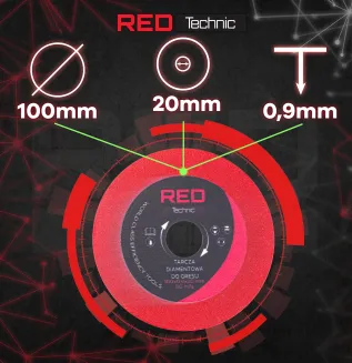 TARCZA DIAMENTOWA DO CIĘCIA GRESU PŁYTEK GRANITU GLAZURY 100 x 0,9 x 20 MM RTPDG0009-TA09 - 2