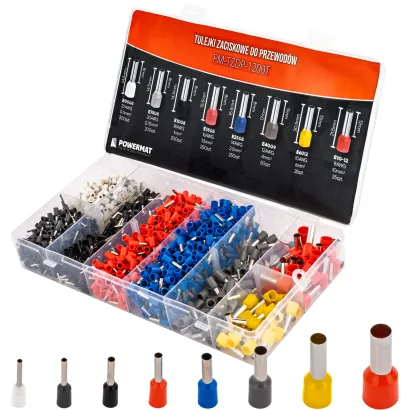 TULEJKI KOŃCÓWKI ZACISKOWE IZOLOWANE DO PRZEWODÓW 1200SZT TULEJKA 0.5-10mm2 PM-TZDP-1200T