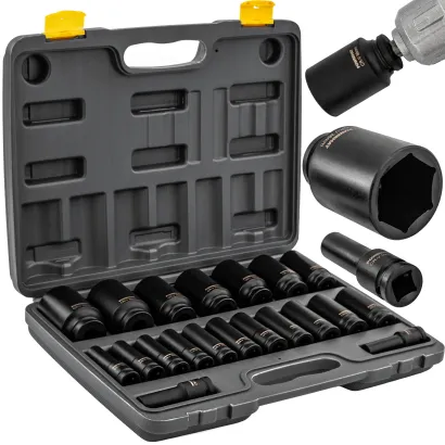 NASADKI UDAROWE HEX 1/2'' (ZESTAW 20el.) 10-38mm CRV WALIZKA PM-ZNU-1038T