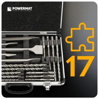ZESTAW WIERTEŁ I DŁUT SDS PLUS WYTRZYMAŁE 17 SZT DO WIERCENIA KUCIA BETONU PM-ZWD-17T - 8