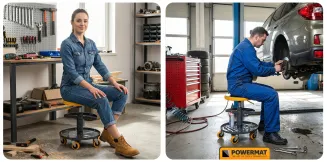 SIEDZISKO WARSZTATOWE TELESKOPOWE 400-520MM OBROTOWY TABORET STOŁEK KÓŁKA PM-SWA-150T - 15