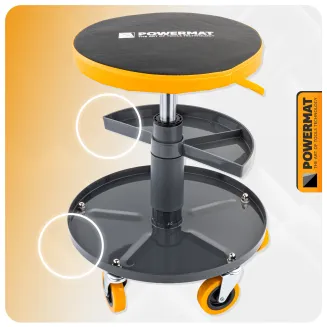 SIEDZISKO WARSZTATOWE TELESKOPOWE 400-520MM OBROTOWY TABORET STOŁEK KÓŁKA PM-SWA-150T - 10