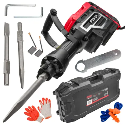 MŁOT WYBURZENIOWY UDAROWY DO KUCIA BETONU MOCNY 3300W HEX 70J WALIZKA DŁUTA RTMWB0052