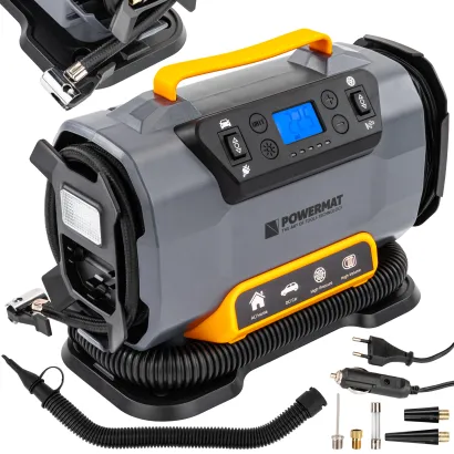 KOMPRESOR SAMOCHODOWY 12 V 230 V POMPKA 10 BAR DO OPON AUTA ROWERU MATERACY PM-KB-150T