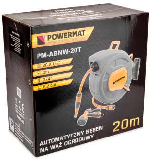 AUTOMATYCZNY BĘBEN ZWIJACZ NA WĄŻ OGRODOWY NAŚCIENNY 1/2 20m + PISTOLET PRO PM-ABNW-20T - 16
