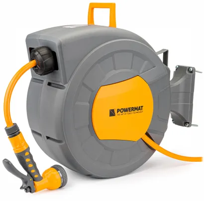 AUTOMATYCZNY BĘBEN ZWIJACZ NA WĄŻ OGRODOWY NAŚCIENNY 1/2 20m + PISTOLET PRO PM-ABNW-20T