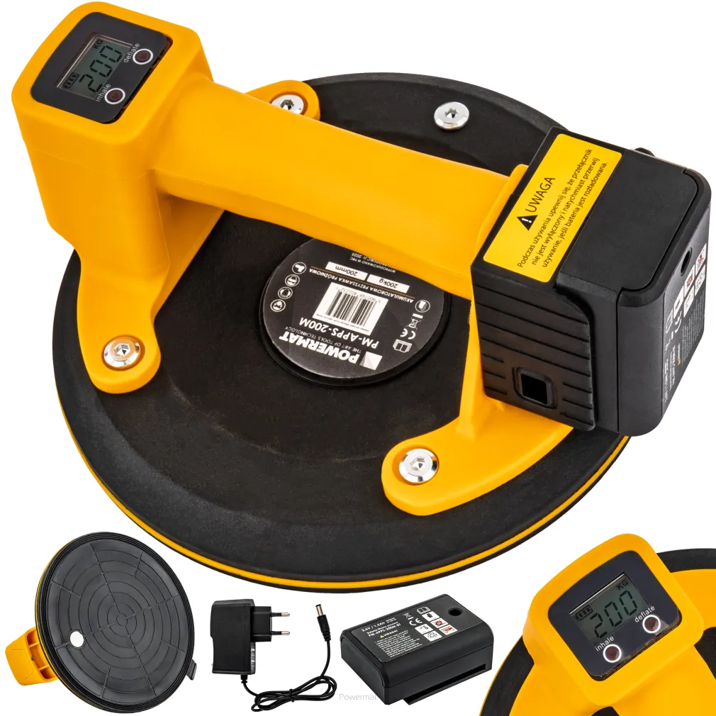 PRZYSSAWKA PRÓŻNIOWA DO PŁYTEK GLAZURY UCHWYT AKUMULATOR LCD 200 KG 200 MM PM-APPS-200M