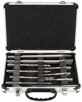 ZESTAW WIERTEŁ I DŁUT SDS PLUS WYTRZYMAŁE 10 SZT DO WIERCENIA KUCIA BETONU PM-ZWD-10T - 12