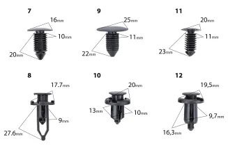SPINKI KOŁKI KLIPSY SAMOCHODOWE DO TAPICERKI AUTA 245 EL - ŚCIĄGACZE WYJMAK RTKST0098 - 12