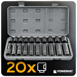 NASADKI UDAROWE HEX 1/2 CR-V (ZESTAW 20el.) 10-19mm 1/2 PM-ZNU-1019T - 12