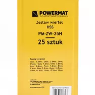 Zestaw wierteł (wiertła) HSS 25el. Powermat PM-ZW-25H