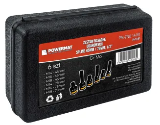 NASADKI UDAROWE SPLINE 1/2 CRMO 6SZT M14 M16 M18 DO ŚRUB 45MM 78MM WALIZKA PM-ZNU-1418T - 23