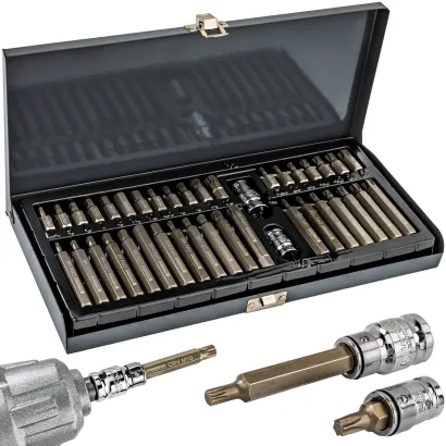 ZESTAW BITÓW UDAROWYCH CRV 40SZT HEX TORX SPLINE ADAPTER 1/2" 3/8" WALIZKA PM-ZB-40T